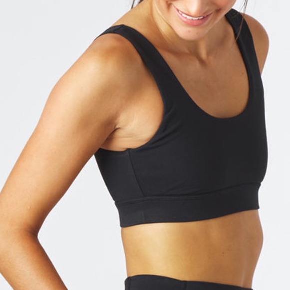 NWT Glyder Splendid Bra XS Black Sports Bra Scoop Neck Medium Support Workout - Picture 4 of 4